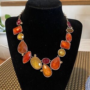 Premier Designs Gold-Tone Necklace with Orange, Red & Yellow Stones